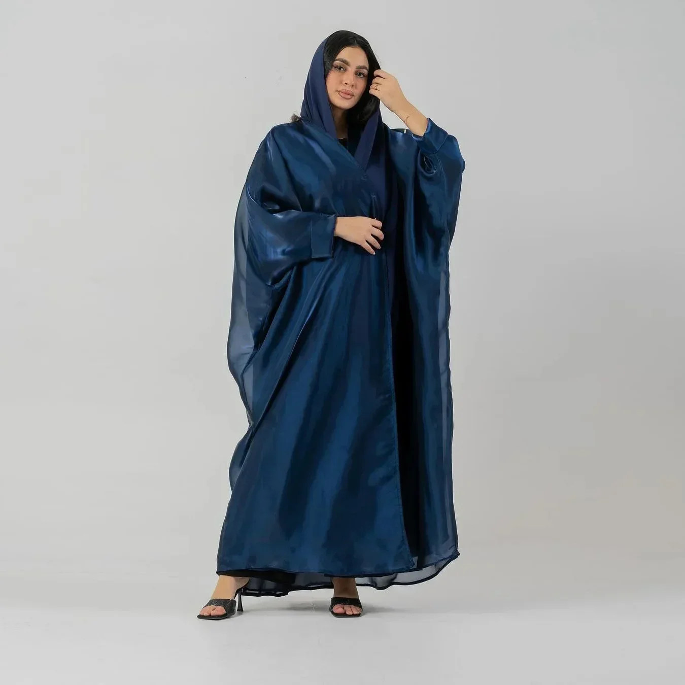 Eid Djellaba Satin Abayas for Women Muslim Maxi Dress Turkey Kaftan Dubai Kimono Cardigan Open Abaya Robe Kebaya Islam Jalabiya - Image 3