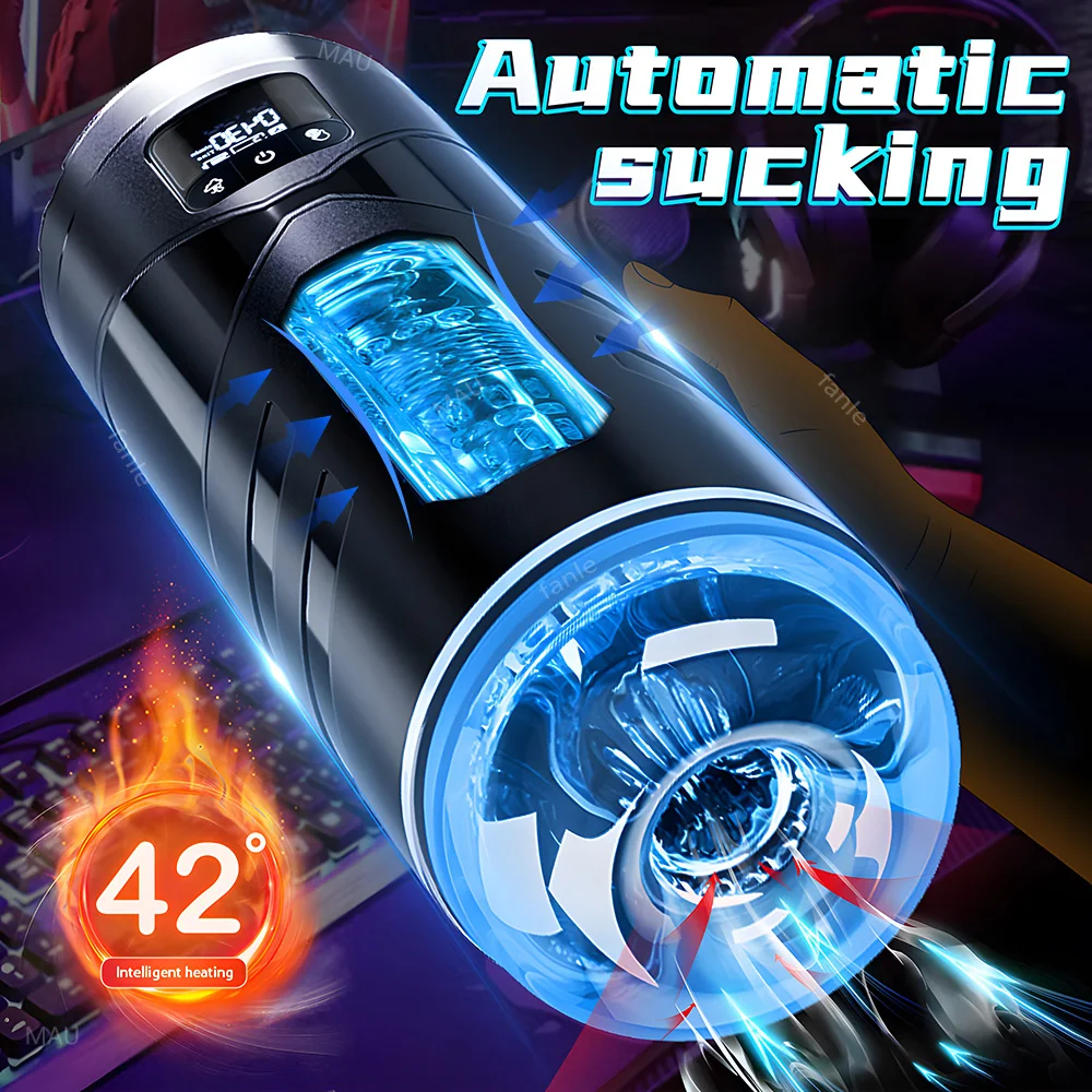 Automatic Heated Masturbation Cup for Men Sucking Pocket Pussy Adult Sex Toy Blowjob Machine Vagina Stroker Male Masturbators