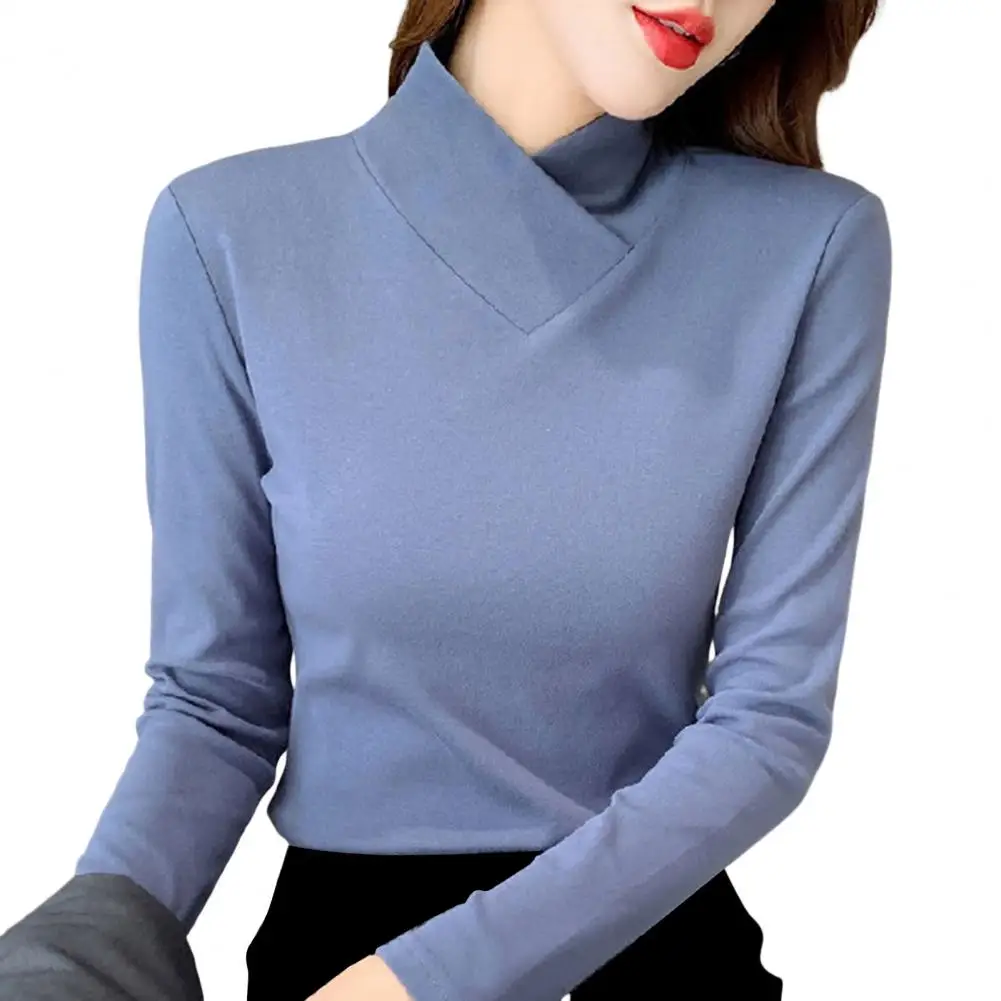 Autumn and Winter T Shirt Velvet Fabric Turtleneck Bottoming Tee Shirt Korean Simple Casual Tops Long Sleeve T-shirt Keep Warm