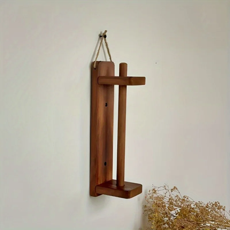 Rural Style Solid Wood Roll Paper Holder Kitchen Tissue Rack Restaurant Creative Decoration Storage and Organization
