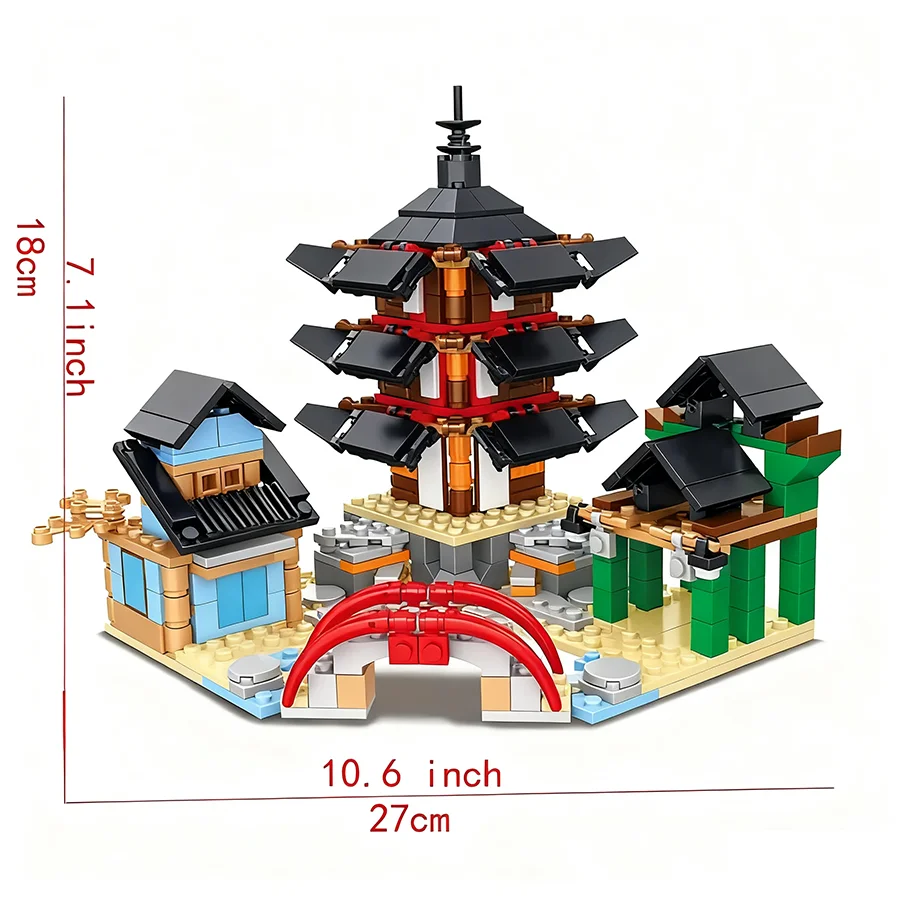 1 Bag Temple Model Building Blocks Set With 6 pcs Ninja  Mini Figures Children's Bricks Toy Gift Idea for Kids