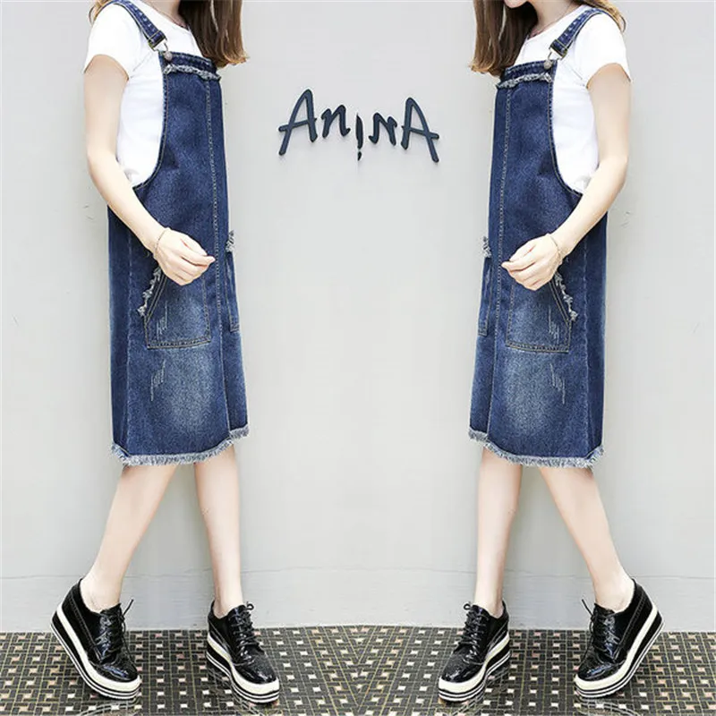 Summer Adjustable Strap Denim Dress Sundress Women Sleeveless Loose Jeans Dresses Large Size Female Korean Street Robe 5XL Y1326