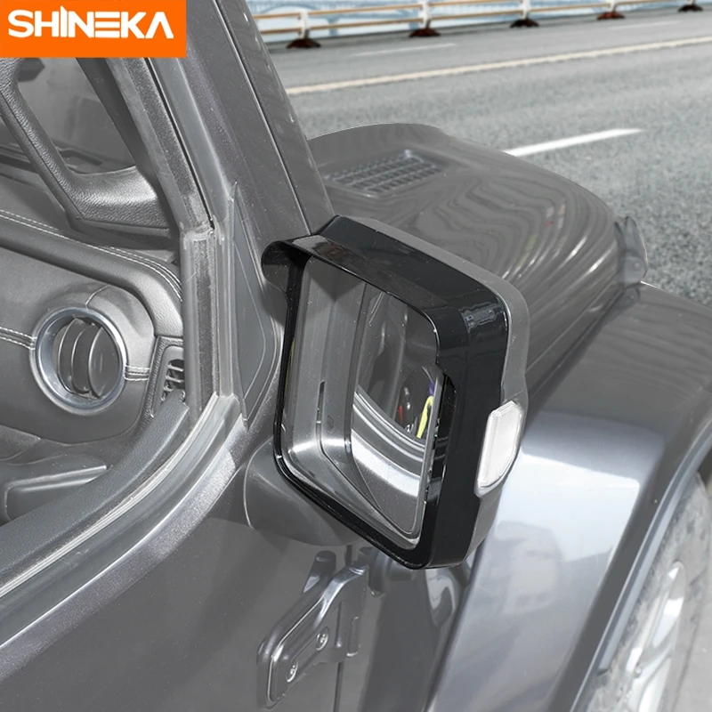 SHINEKA سيارة مرآة الرؤية الخلفية المطر الحاجب إطار الديكور غطاء ل جيب رانجلر JL المصارع JT 2018-2023 الملحقات الخارجية #5