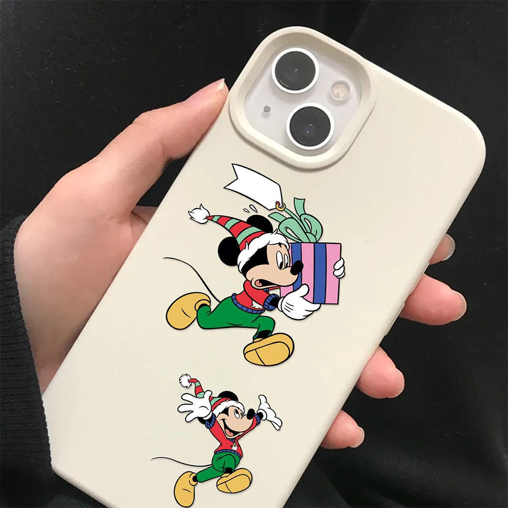 8/16sheets Disney Cartoon Christmas Mickey Mouse Stickers Cute Anime Graffiti Decals DIY Laptop Water Bottle Phone Sticker Decor