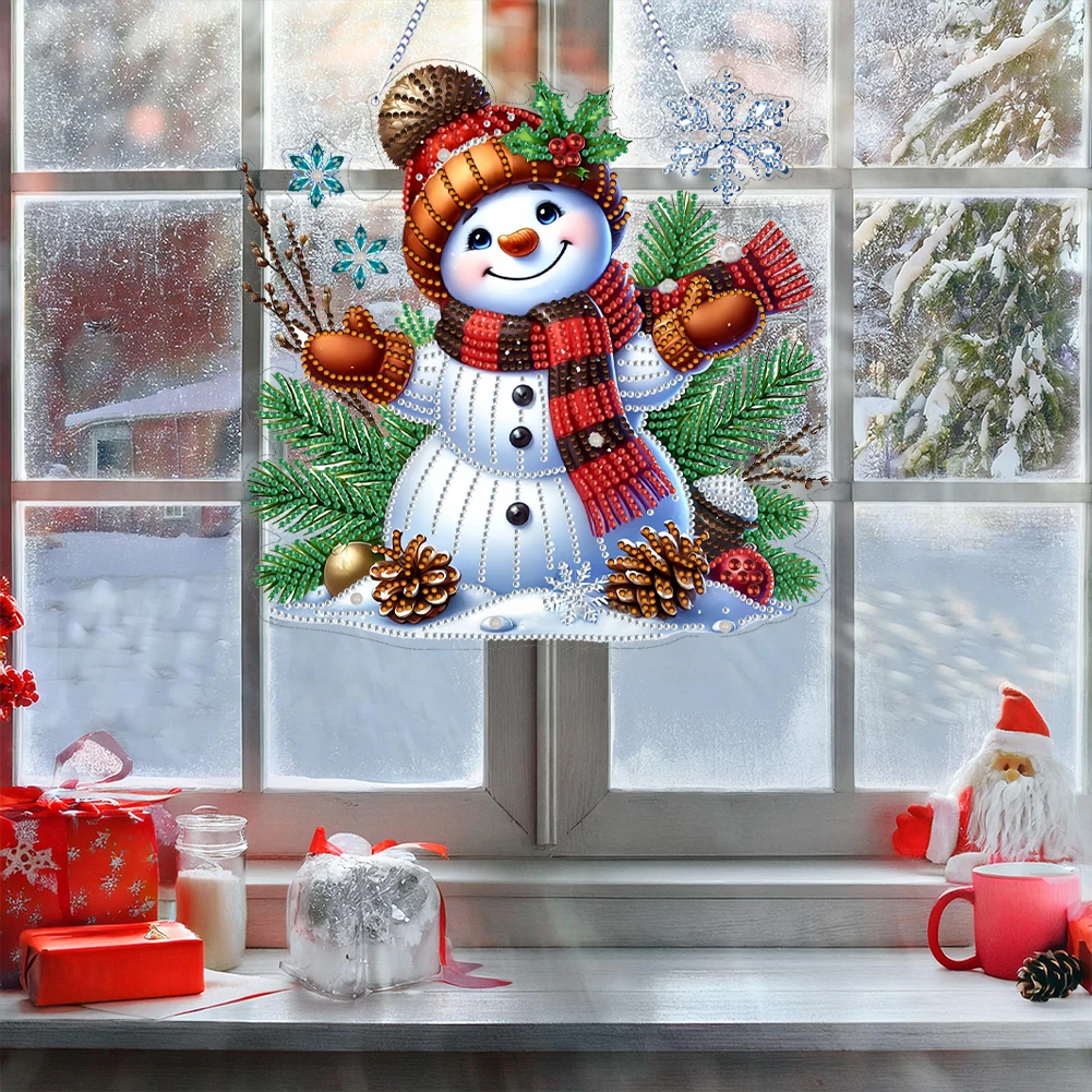 عيد الميلاد موضوع 2D/مسطحة DIY مزدوجة الوجهين معلقة الماس الفن أطقم حجر الراين الماس الفن نافذة المعلقات DIY بها بنفسك ديكور المنزل معلقة سحر #4