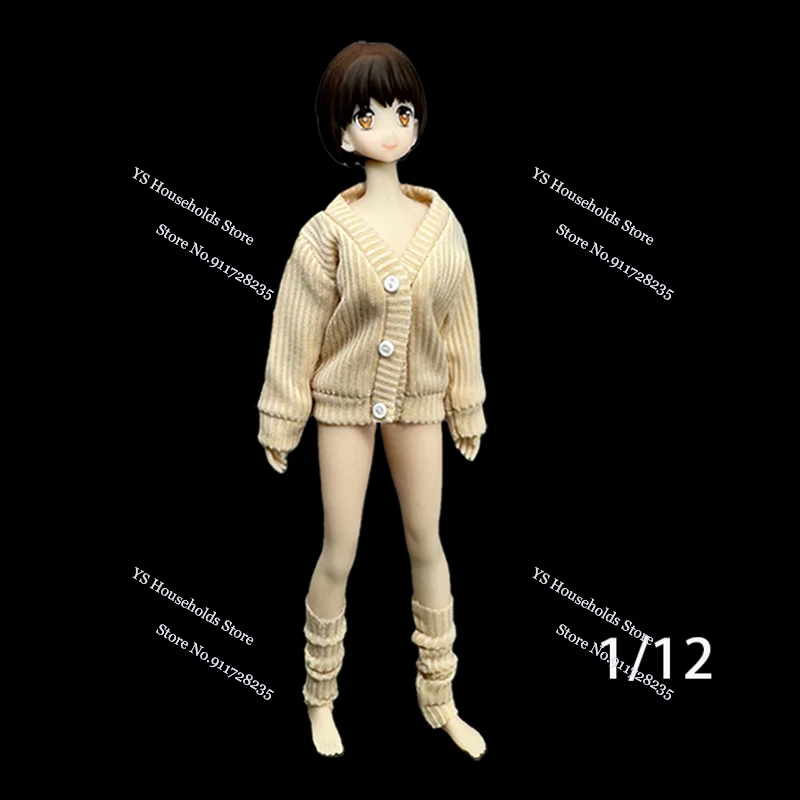 

1/12 Женский солдатский вязаный свитер с v-образным вырезом, носки средней длины, комплект одежды, аксессуары для экшн-фигурки 6 дюймов, Azone Body
