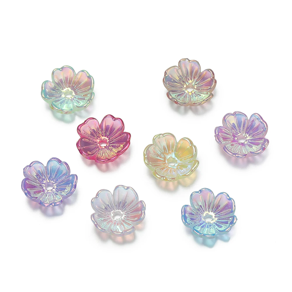 

30pcs/Lots 11mm Acrylic Flower Beads AB Color Spacer Loose Beads for DIY Necklace Bracelet Phone Chain Jewelry Making Findings