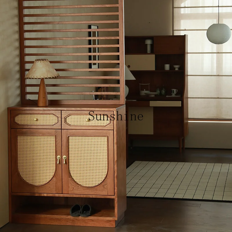 

Rattan entrance cabinet small apartment living room simple shoe cabinet