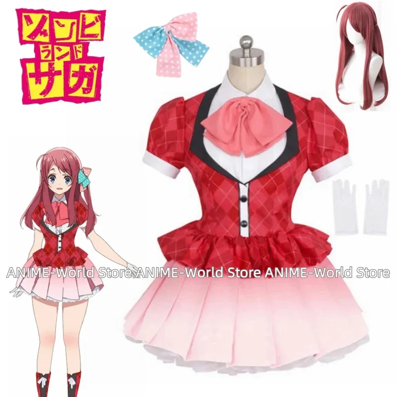 Anime Zombieland Saga Minamoto Sakura Idol Outfits Dress Cosplay Costume Full Set Cosplay Wig