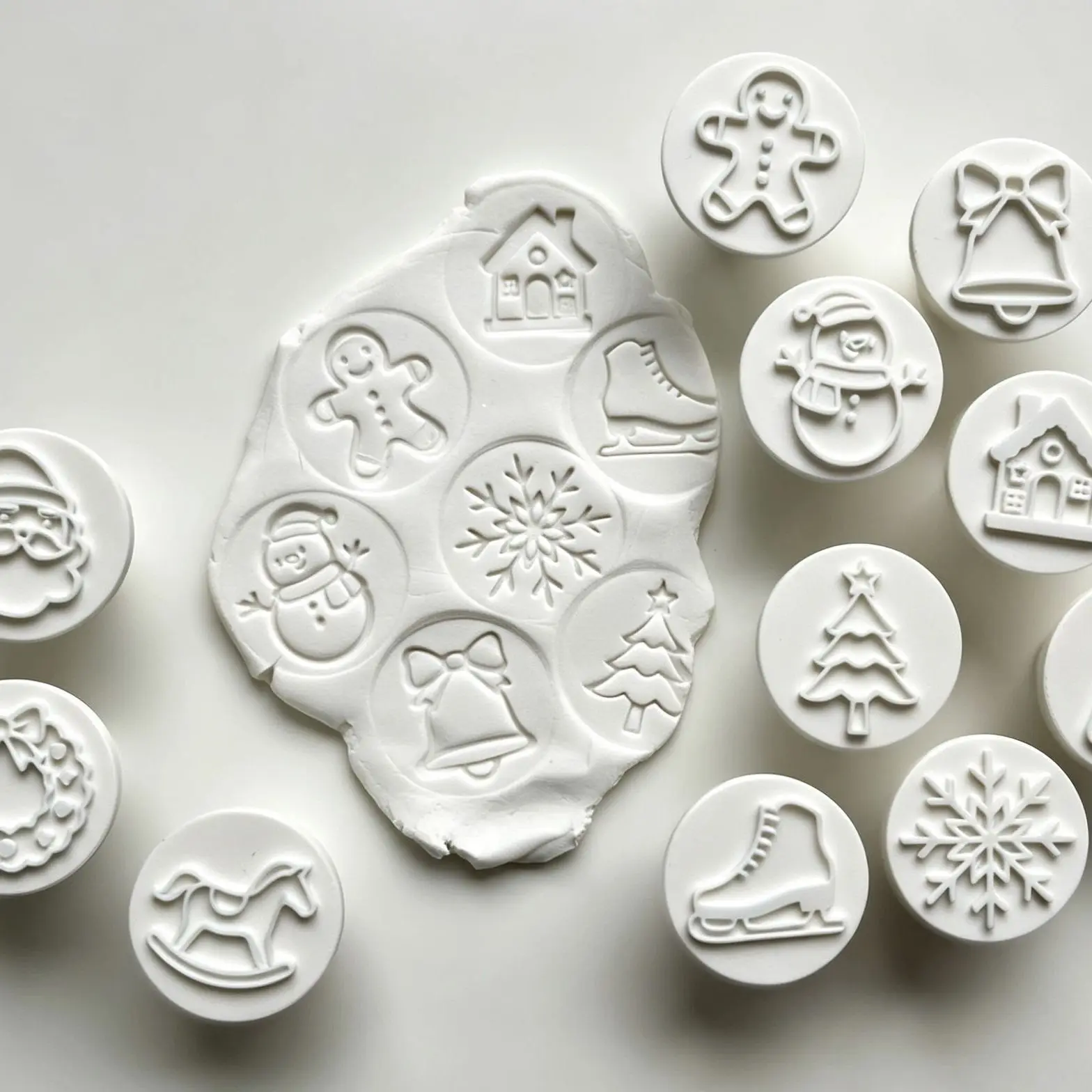 Christmas Multi Shape Clay Cutter & Stamp Set DIY Polymer Clay Pottery Embossing Tool Handmade Jewelry Craft Mould