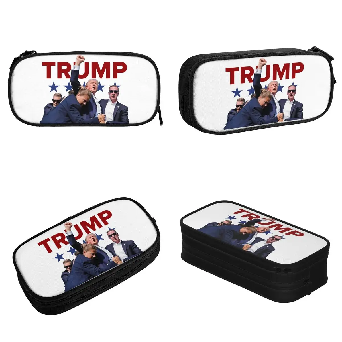 Donald Trump Assassination Attempt Pencil Cases Classic MAGA Patriotic Pen Box Bag Large School Supplies Cosmetic Pencil Pouch