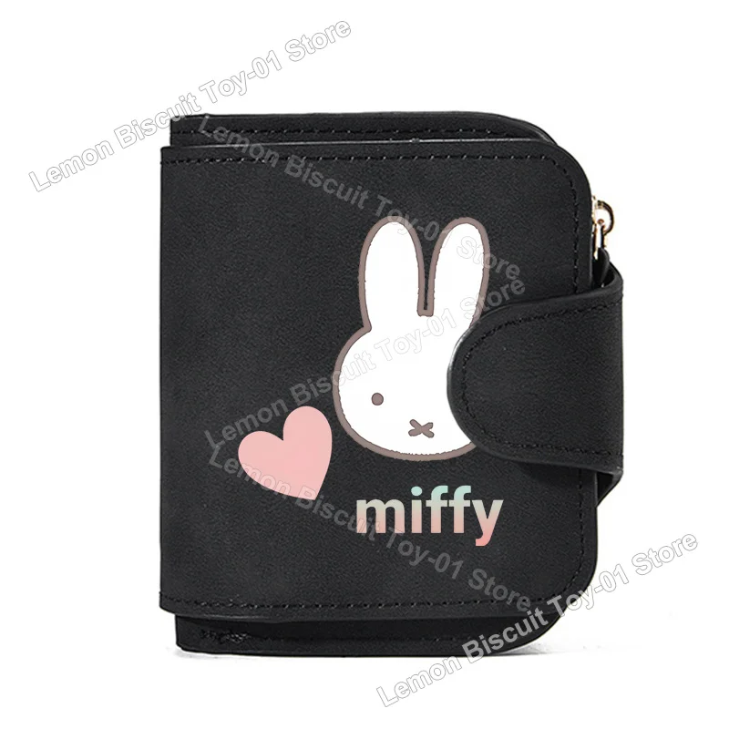 Miffy Women Short Wallet Korean Hasp Small Purse Zip Coin Pocket PU Leather Vintage Female Credit Card Holder Birthday Gifts view 6