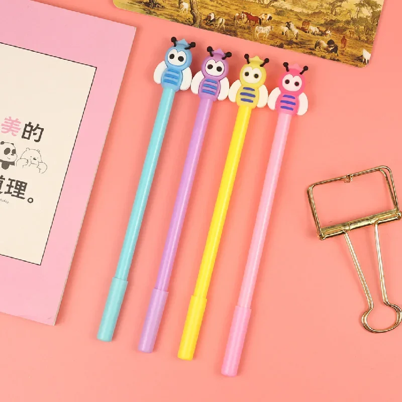 

40 шт., нейтральная ручка с рисунком маленькой пчелы, высокое качество, офисная ручка для подписи, милая креативная студенческая ручка для тестирования на водной основе