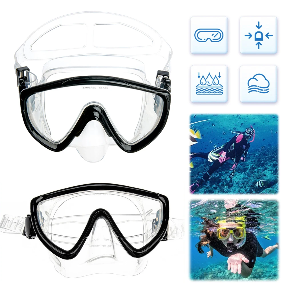 Scuba Diving Mask with Nose Cover Scuba Mask Silicone Skirt Swim Goggles Wide View Snorkeling Mask for Adults