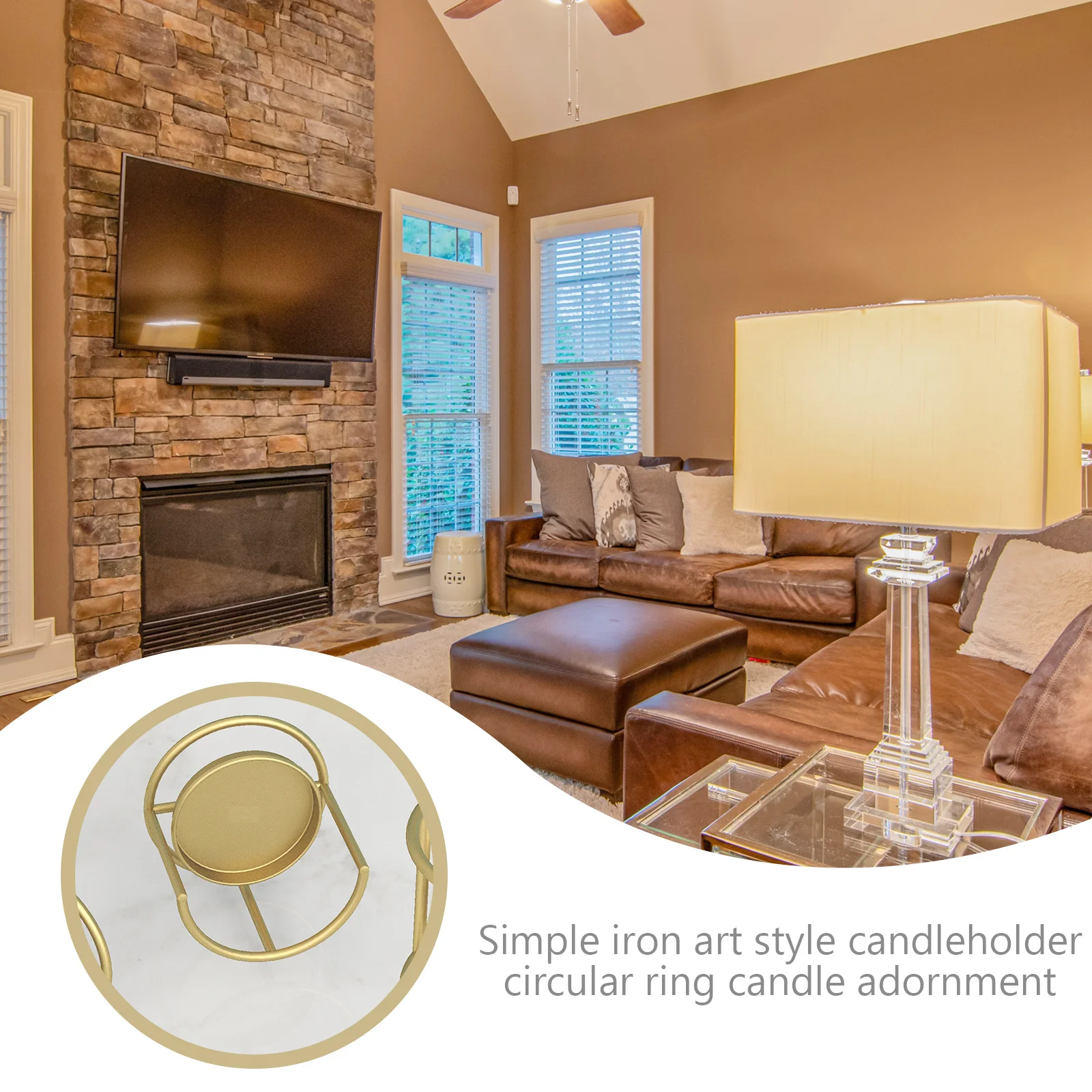 

1Pcs Simple Circular Ring Iron Candleholder Elegant Stand Decorative Tabletop Home Wedding Banquet Decor