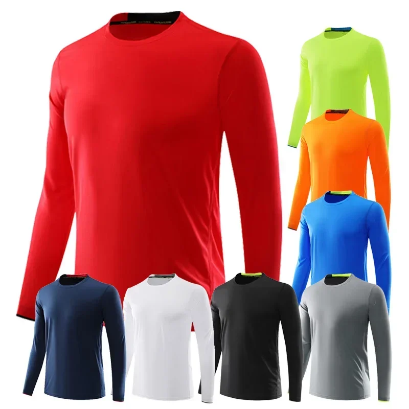 Camisetas deportivas para correr para hombre, camisetas de manga larga de talla grande, ropa de entrenamiento transpirable de ajuste seco, ropa deportiva para gimnasio, sudaderas de Fitness