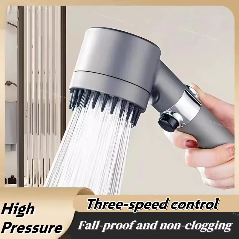 

High Pressurized Filter Shower Head 3-mode Adjustable Spray with Massage Brush Rain Shower Set Changeable Filter 2025 New