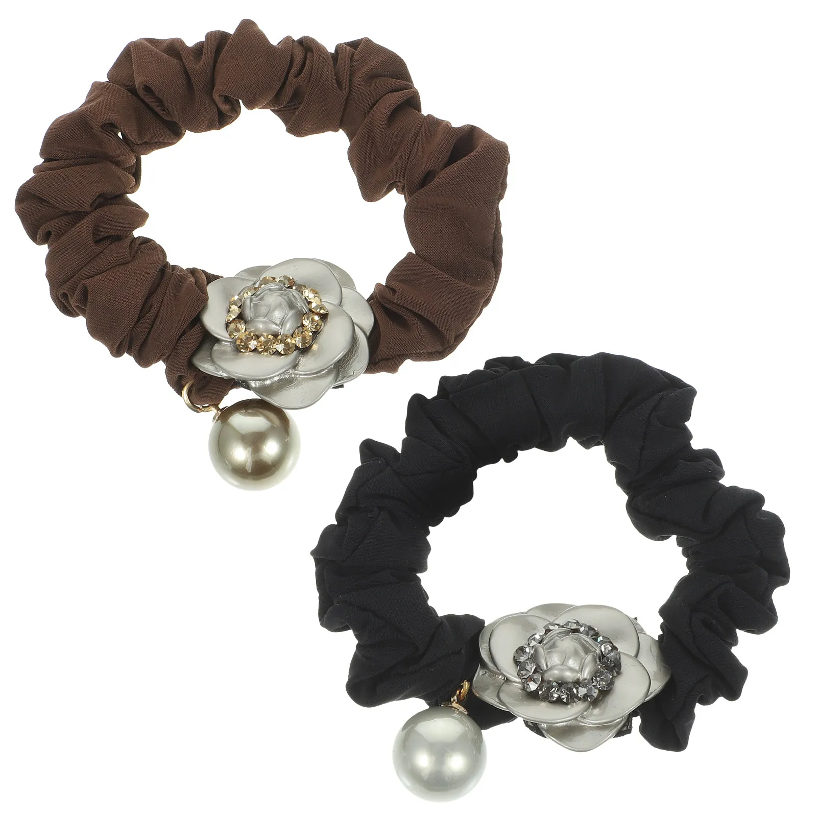 

2Pcs Flower Hair Ropes for Women Fashion Elastic Scrunchies Hair Ties Styling Accessories for Work Travel Party Dating