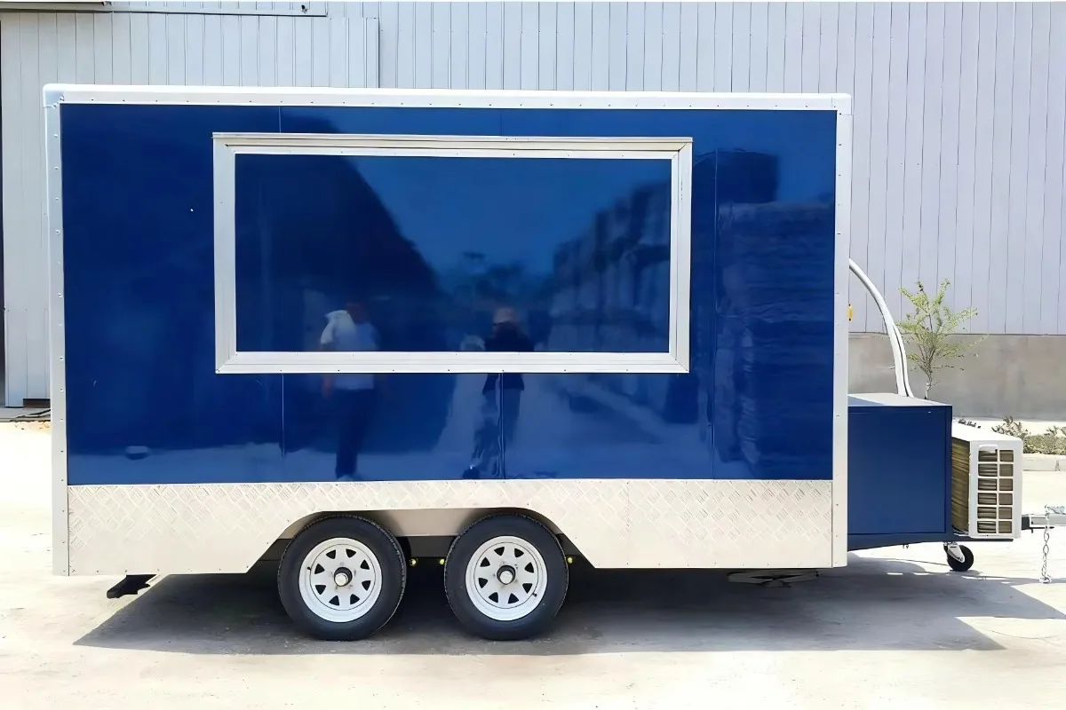 BBQ Fast Food Trailer Mobile Food Truck Street Vending Catering Cart Pizza Camping Concession Towable Rust Resistant GPS