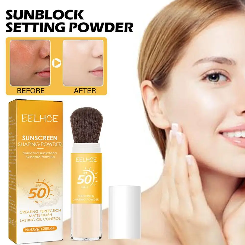 Protetor solar impermeável pó solto para mulheres, protetor solar protetor da pele, Poro invisível, bloqueador solar, controle de óleo, cuidado facial, SPF50