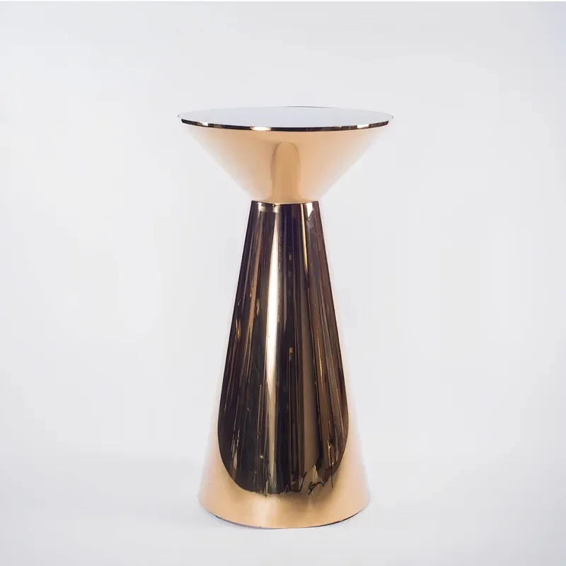 Luxury Gold Stainless Steel Tall Bar Table for Banquet Rental Event Cruiser Cocktail Cafe