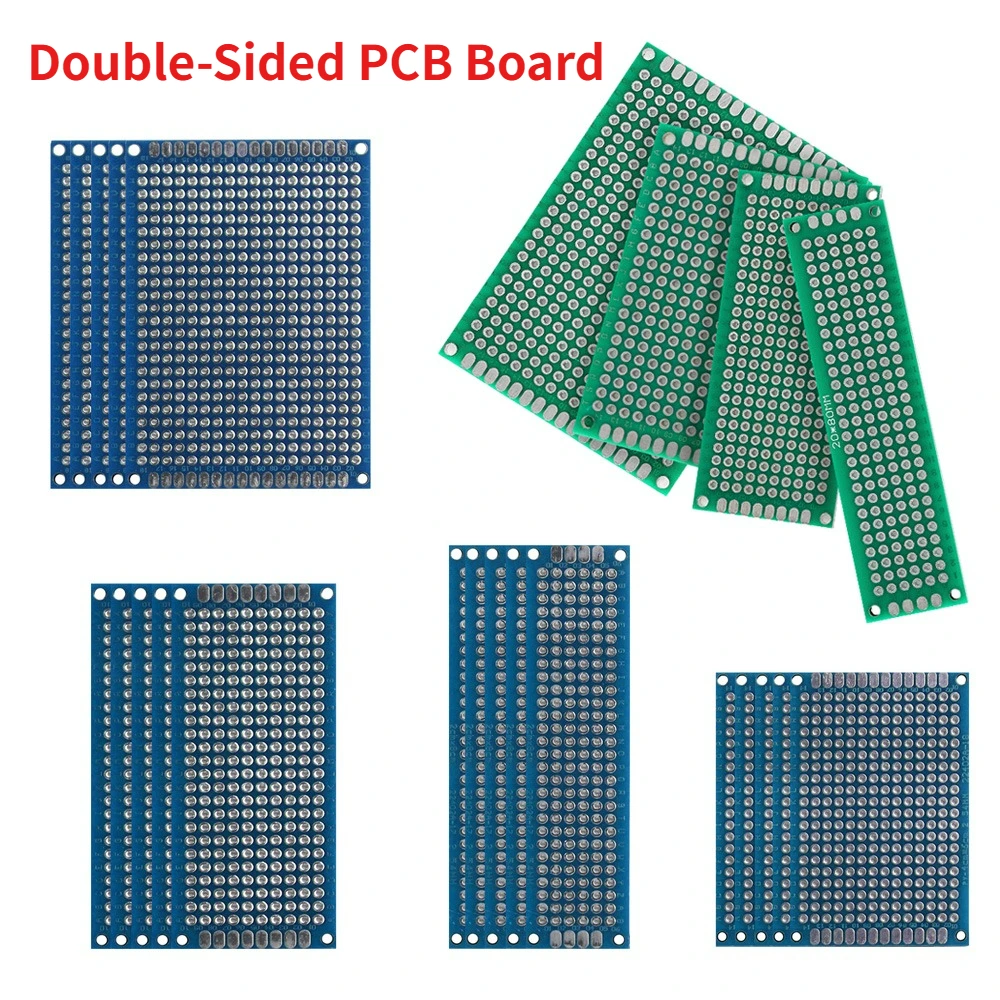 5PCS 2Color Double-Sided PCB Prototype Board Kit 2x8cm/3x7cm/4x6cm/5x7cm/7x9cm Universal Protoboard for DIY Electronic Soldering
