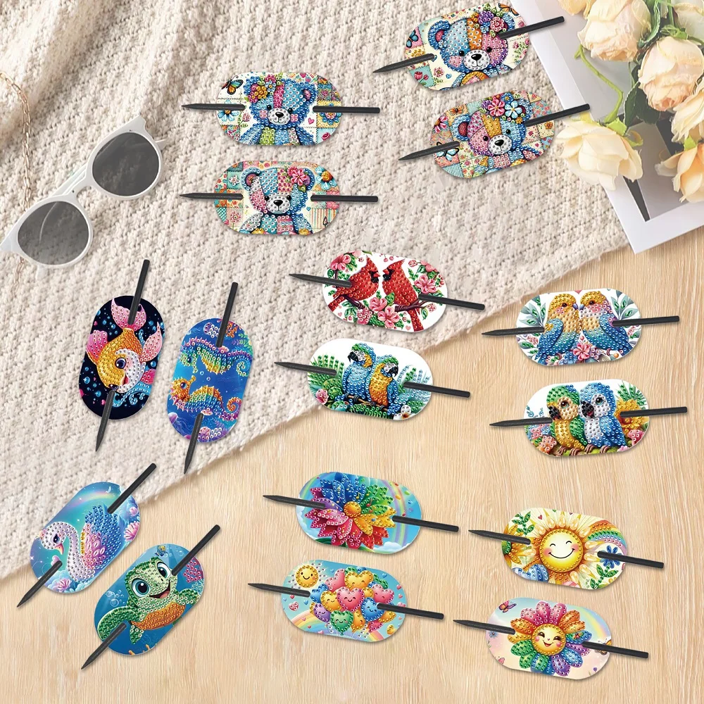 

4 шт., наборы заколок для волос с эллипсом и росписью, красочные животные, сделай сам, заколка для волос с бриллиантами, элегантный подарок, классические украшения для друга