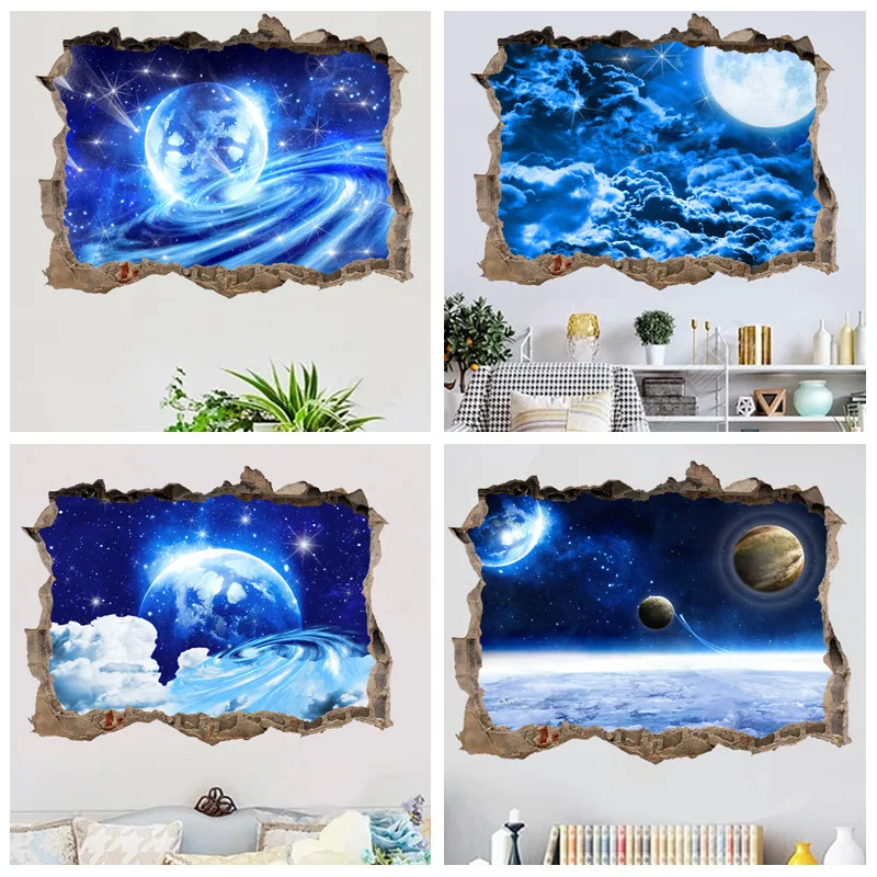 Cosmic Planet Hole-Punching Wall Sticker bedroom accessories Wall decoration self-adhesive waterproof material