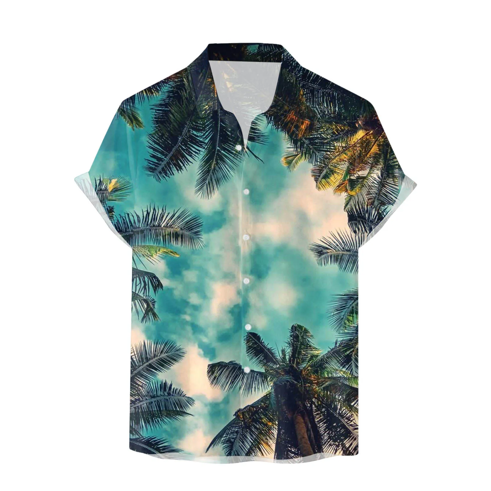 

2024 Summer New Hawaiian Style Coconut Short Sleeve Shirt Printed Men's Large Size Casual Beach Short Sleeve Top