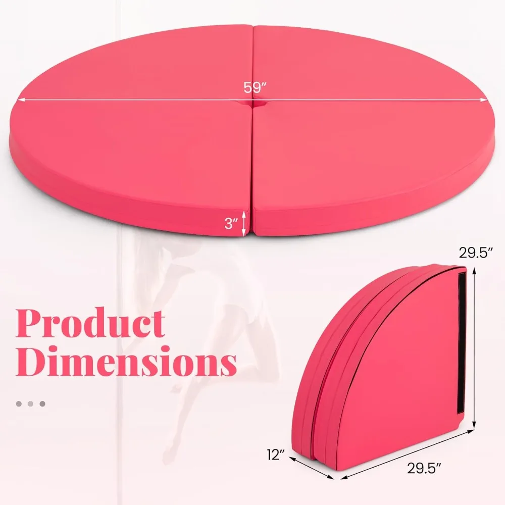 Pole Dance Mat, Foldable Round Crash Mat with EPE Foam Padding & PU Cover, Protective Fall Safety Cushion for Home