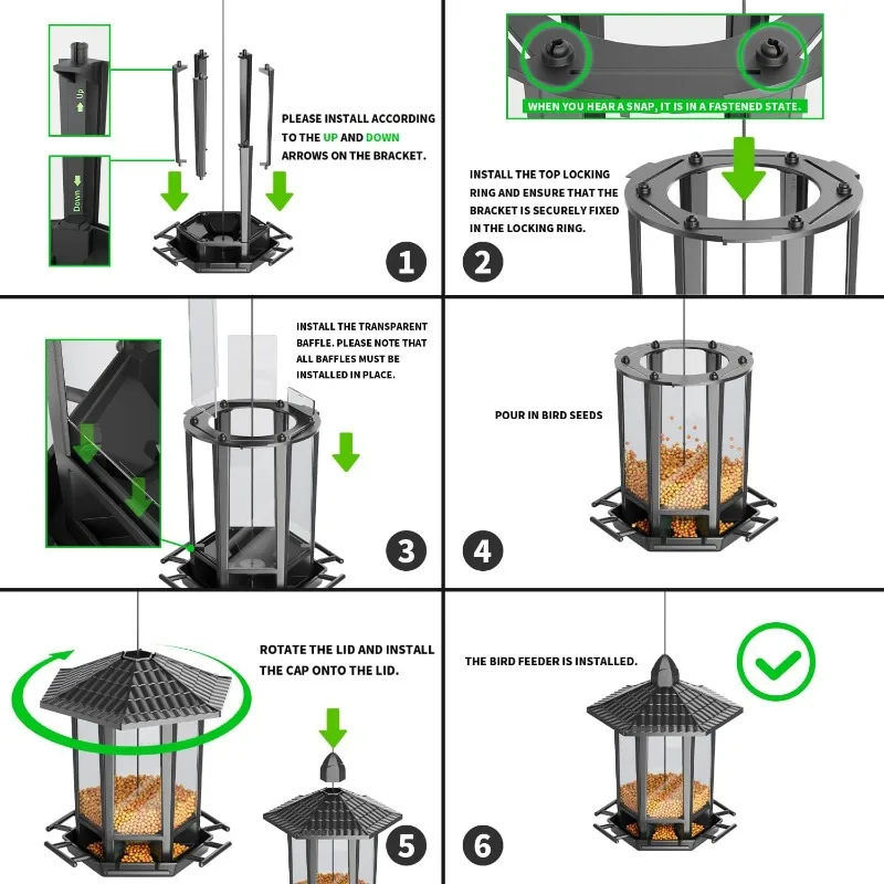 4 Pack Bird Feeders for Outdoor Hanging, 10 LB Fun Installation Retro Pagoda Design Bird Feeder, Attracting Wild Birds