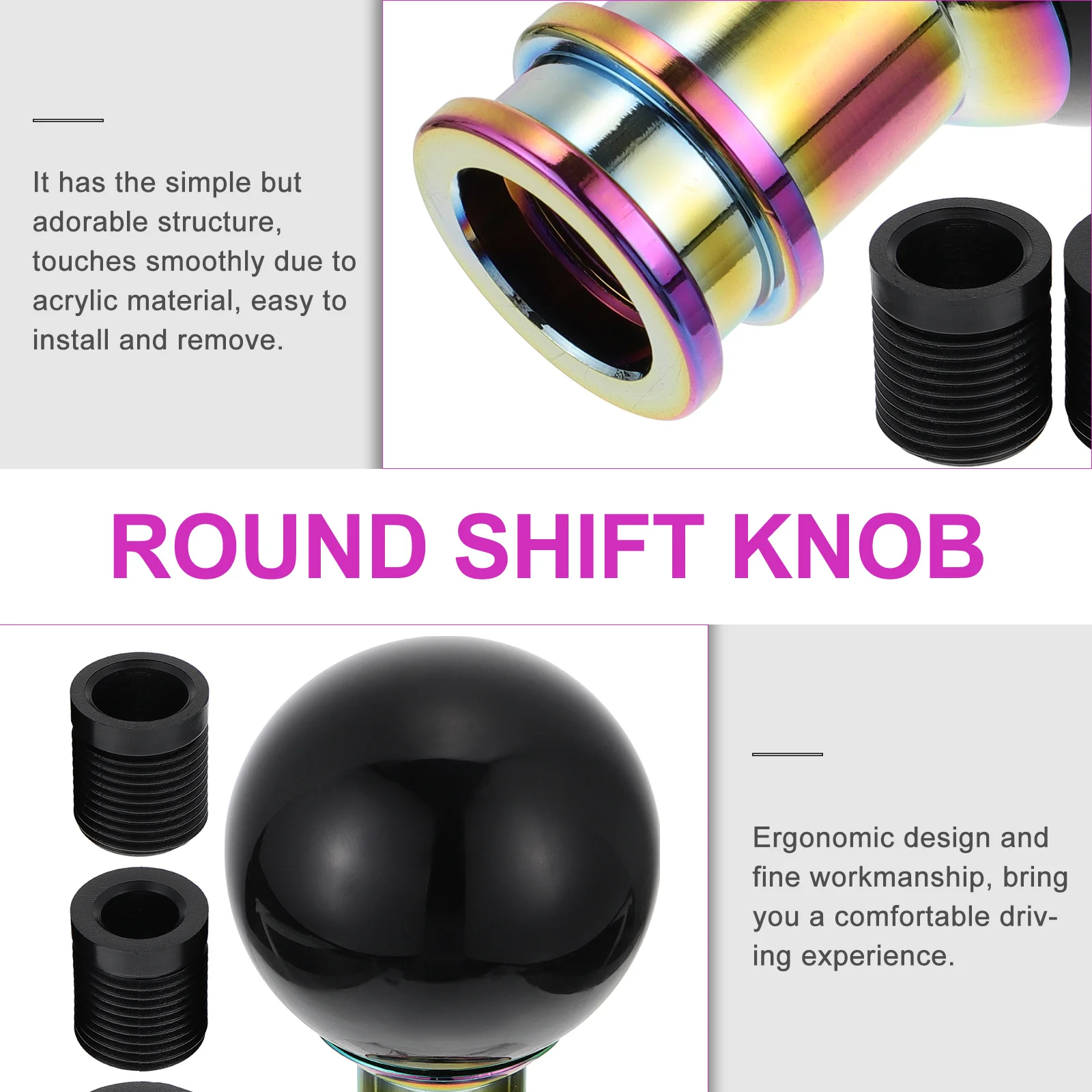 

1 комплект, ручка переключения передач, простая акриловая хрустальная пузырьковая конструкция, простая установка, прочная эргономичная ручная круглая ручка для автомобиля, декор