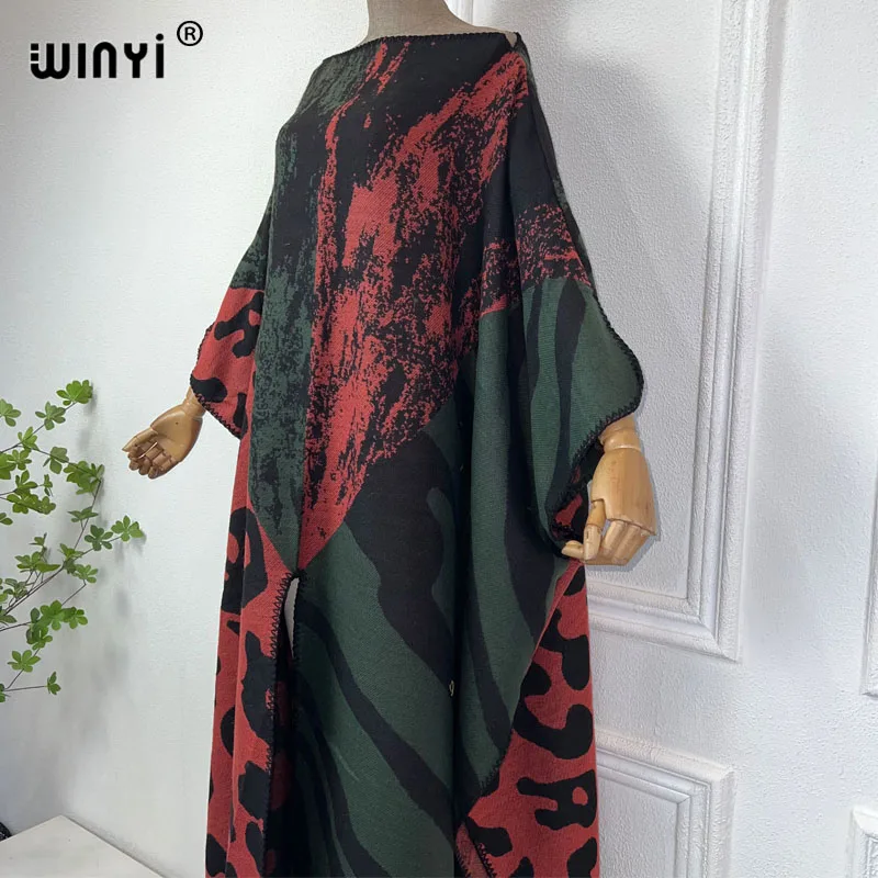 NEW WINYI print Comfort Warm fashion kaftan Holiday Caftan Elegant Africa Women Boho party winter clothes for women long dress