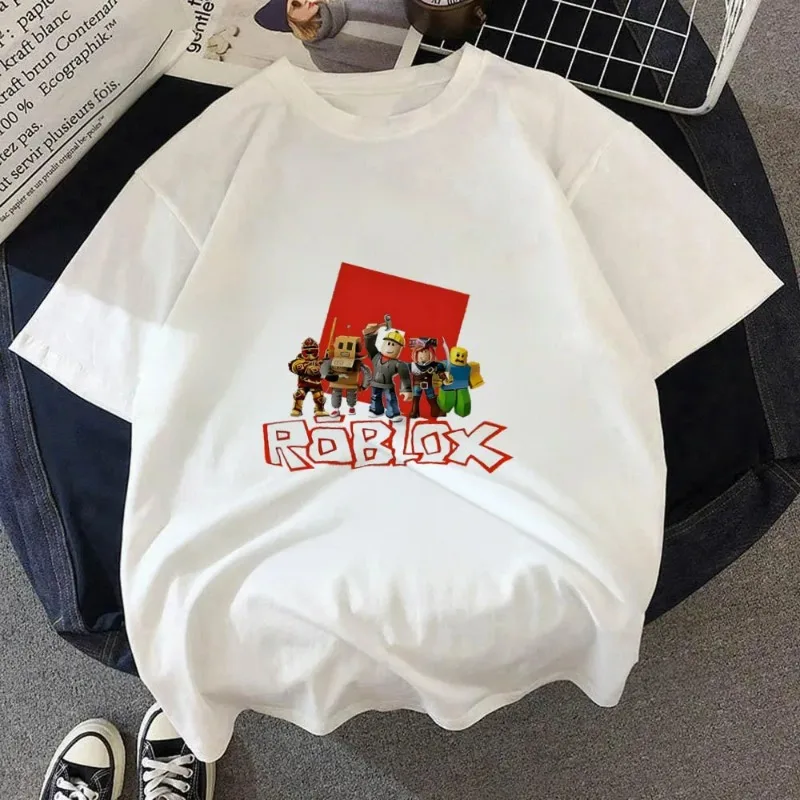 

ROBLOXS T-shirt Summer FashionShort Sleeved Top T-shirt Boys and Girls Tops Summer Game Streetwear White Kids Tees