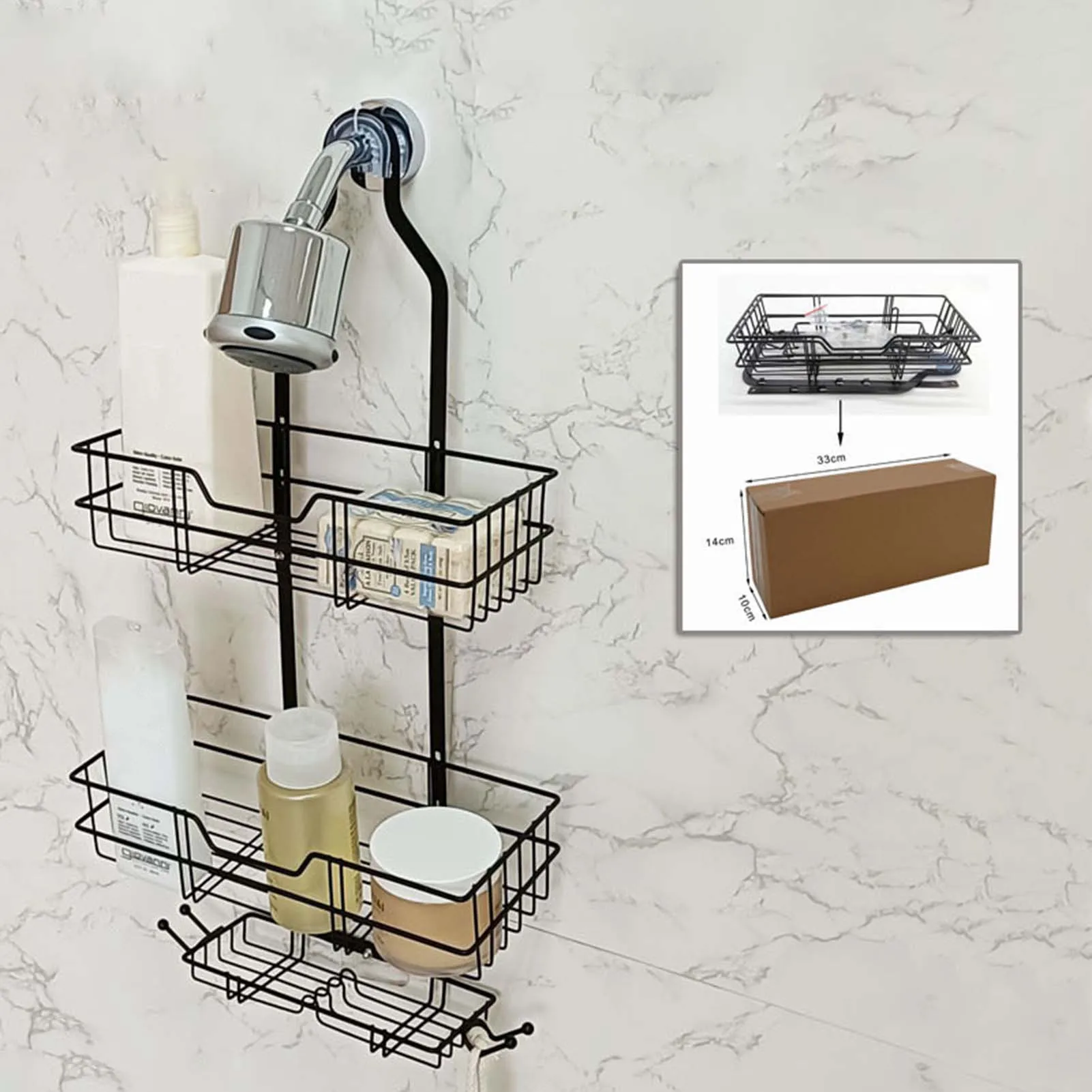 Metal Hanging Shower Caddy Large Capacity Shower Rack for Bathroom Kitchen & Living Room