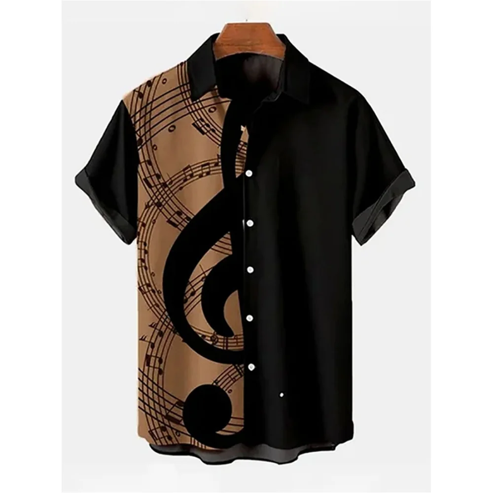 Music Guitar 3d Print Men's Casual Shirt Hawaiian Shirt Men Summer Casual Short Sleeved Shirt For Men Clothing Breathable Shirts