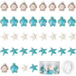 1 Box 100Pcs Sea Turtle Beads Turquoise Starfish Bead Synthetic Sea Star White Blue Tortoise Turtle Charms