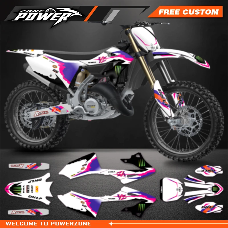 Powerzone Motorcycle Graphics Decals Sticker Kits for Yamaha YZ125 YZ250 2022 2023 2024 Custom Motorcycle Background Stickers 22