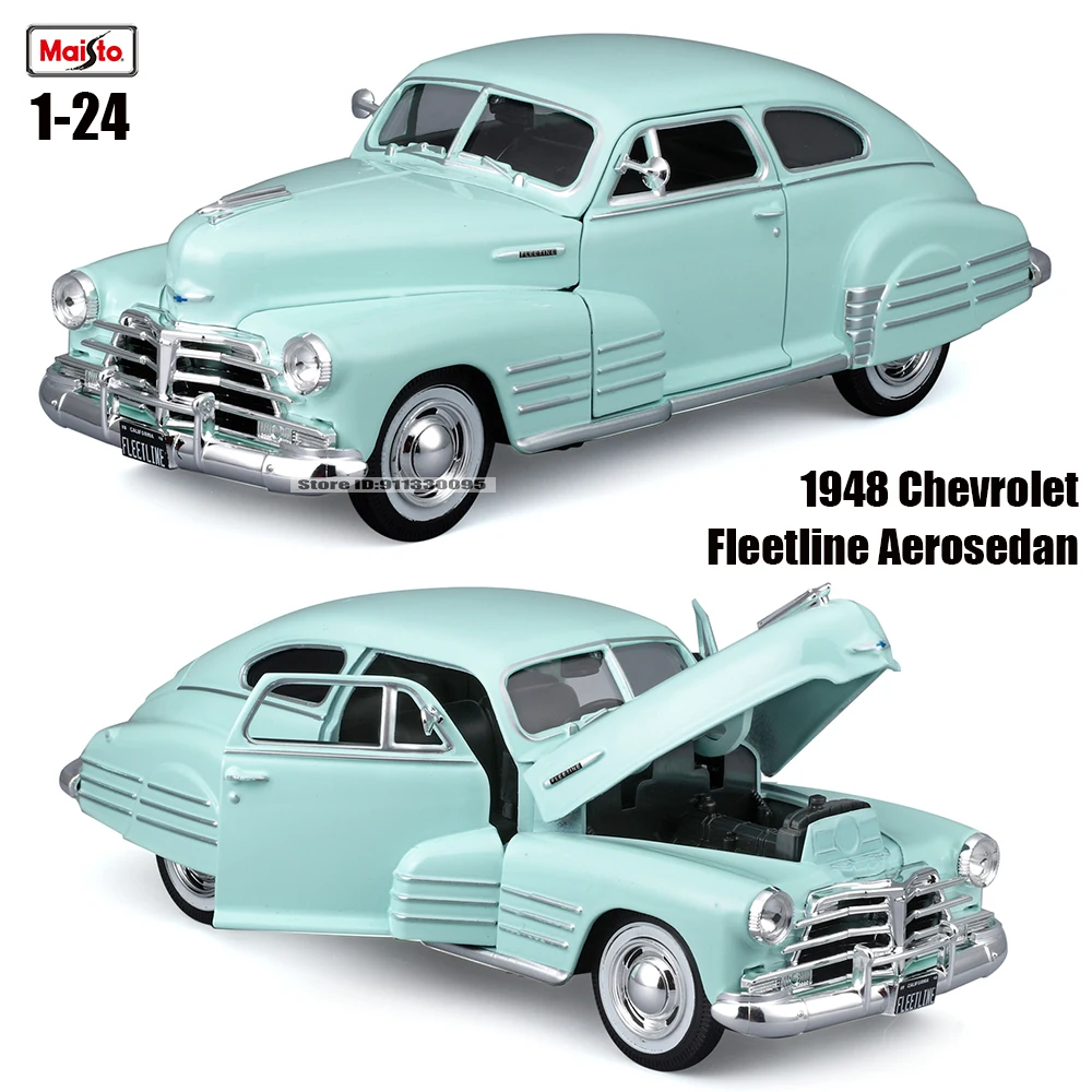 

Maisto 1:24 1948 Chevrolet Fleetline Aerosedan, модель автомобиля из сплава, коллекция украшений, игрушечный инструмент, подарок на день рождения