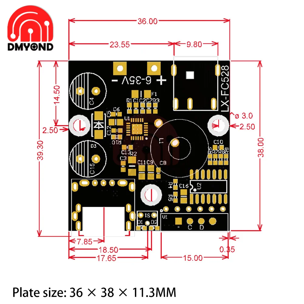 TypeC+USB Mobile Phone Fast Charging Module 45W/65W QC4.0 3.0 PD Full Protocol Fast Charging Board LED Display for Apple/Samsung