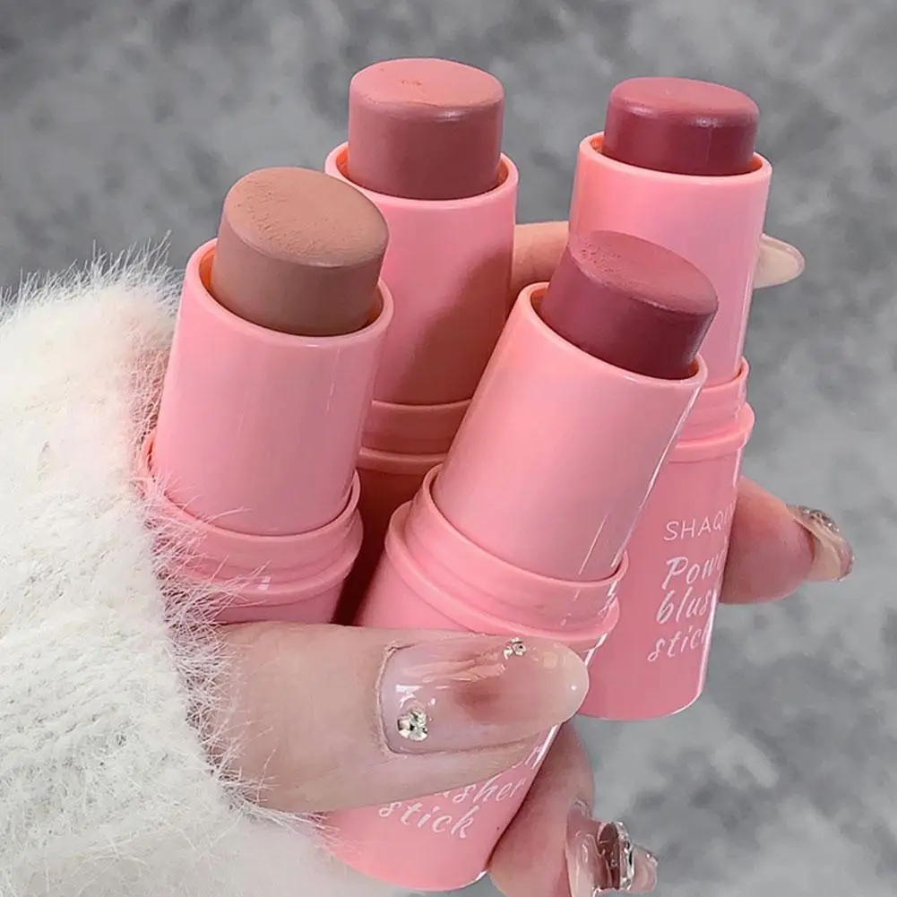 3in1 Monochrome Blusher Cheek Lip Tinted Durable Matte Natural Rouge Powder Blusher Stick Cream Matte Contour Makeup Cosmetics