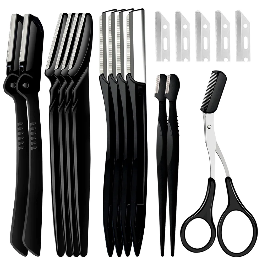 15/18pcs Kit Trimmer per sopracciglia Rasoi per il viso multiuso per donne e uomini Strumento di bellezza per forbici per depilazione del viso facile da usare