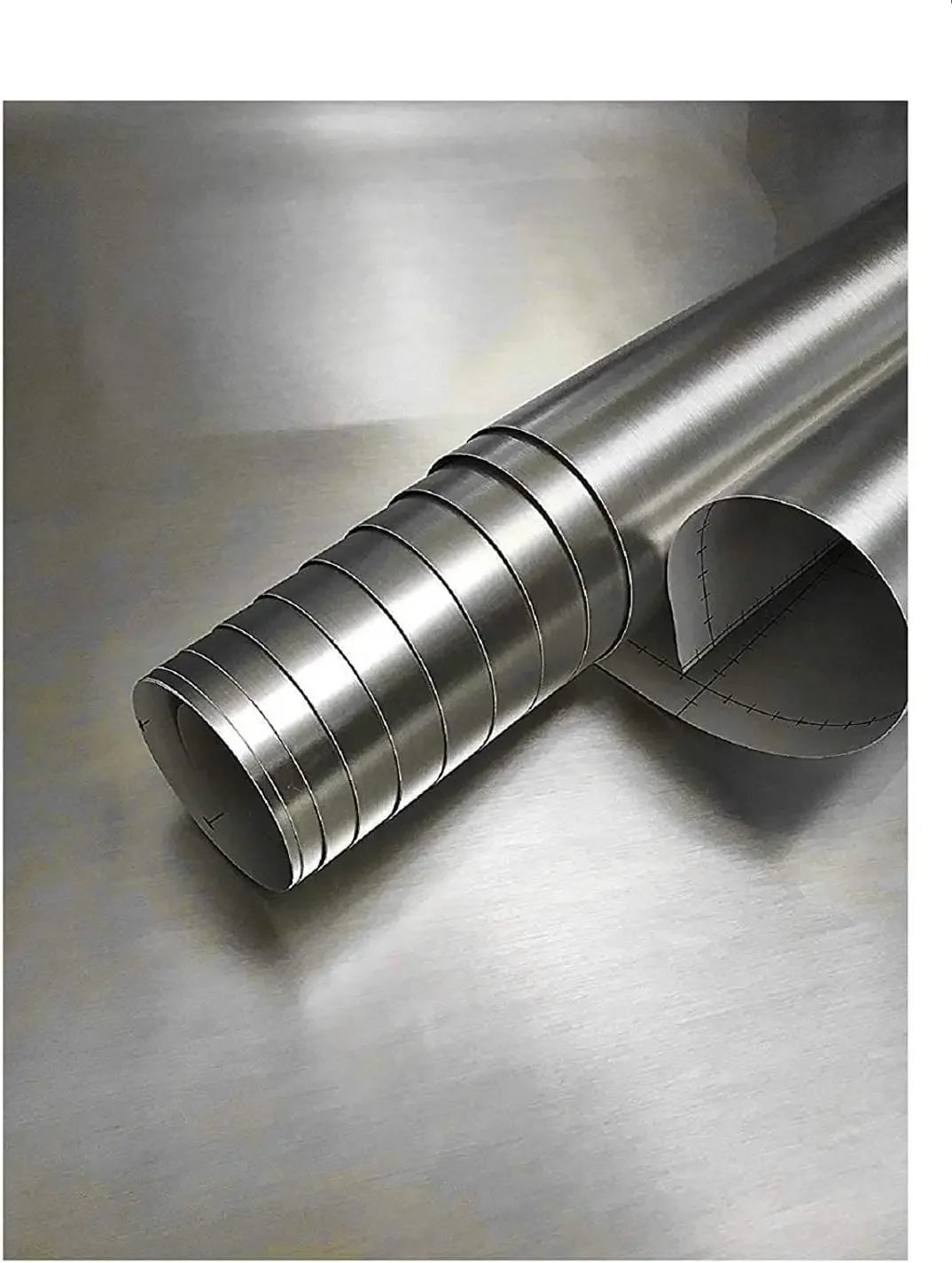 

36" x 72" Peel and Stick Stainless Steel Vinyl Wrap Refrigerator Cover Self Adhesive Fridge Door Panel Decal for Appliance