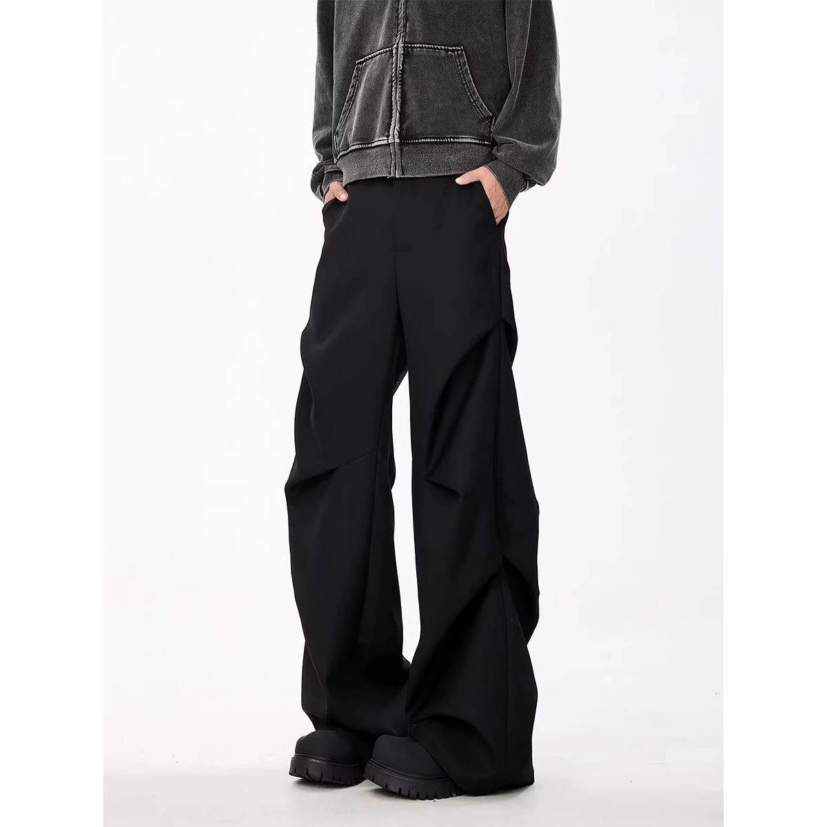 

Осень-зима, мужские повседневные брюки больших размеров, американские сложенные солдатские брюки, свободные широкие брюки из полиэфирного волокна