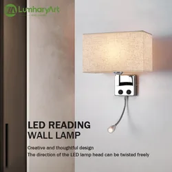 E27 LED Wall Light with Switch Bedside Fabric Reading Lamp Living Room Bedroom Hotel Study Room Corridor Balcony Decorative Lamp