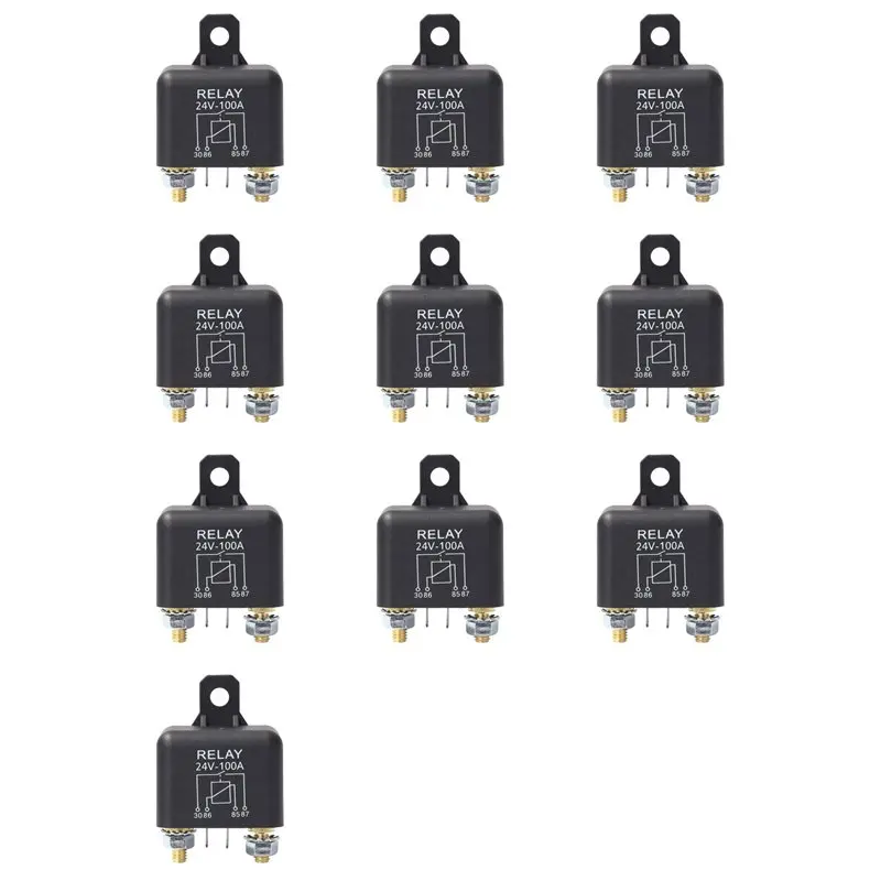 10X Car Truck Motor Automotive Relay 24V 100A Continuous Type Automotive Car Relays Replacement-AA26