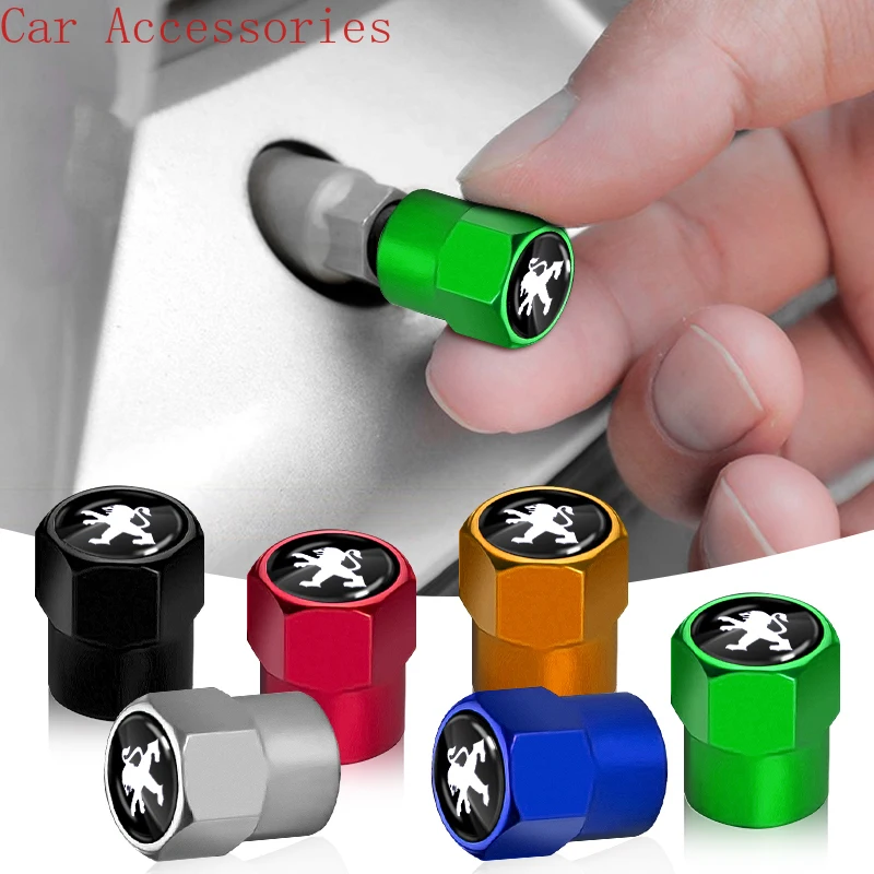 Juego de 4 Tapas de Válvula para Neumáticos de Auto, Tapas de Válvula de Aire para Ruedas de Coche, para Peugeot 407 3008 307 308 206 508 208 207 607 106 301 408 5008