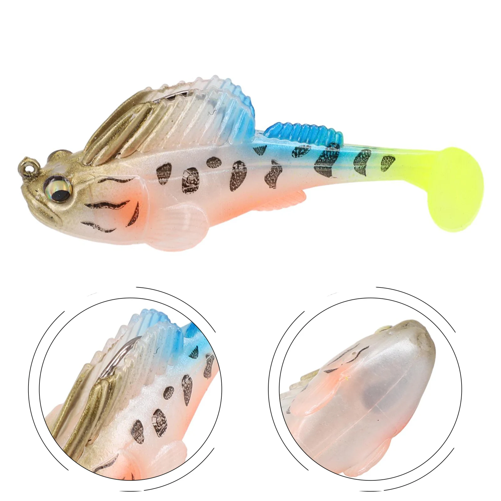 طعوم صيد أسماك نائمة مظلمة ، جسم ناعم ، ذيل مجداف ، طعوم سباحة ، هزازة باس ، 14 جم ، 1 #5