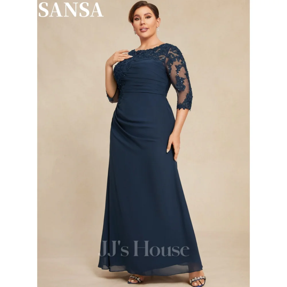 

Sansa Formal A-line Chiffon Mother Of Bridal Dress Customized Ankle-Length O-Neck Wedding Dresses Embroidery Vestidos De Fiesta