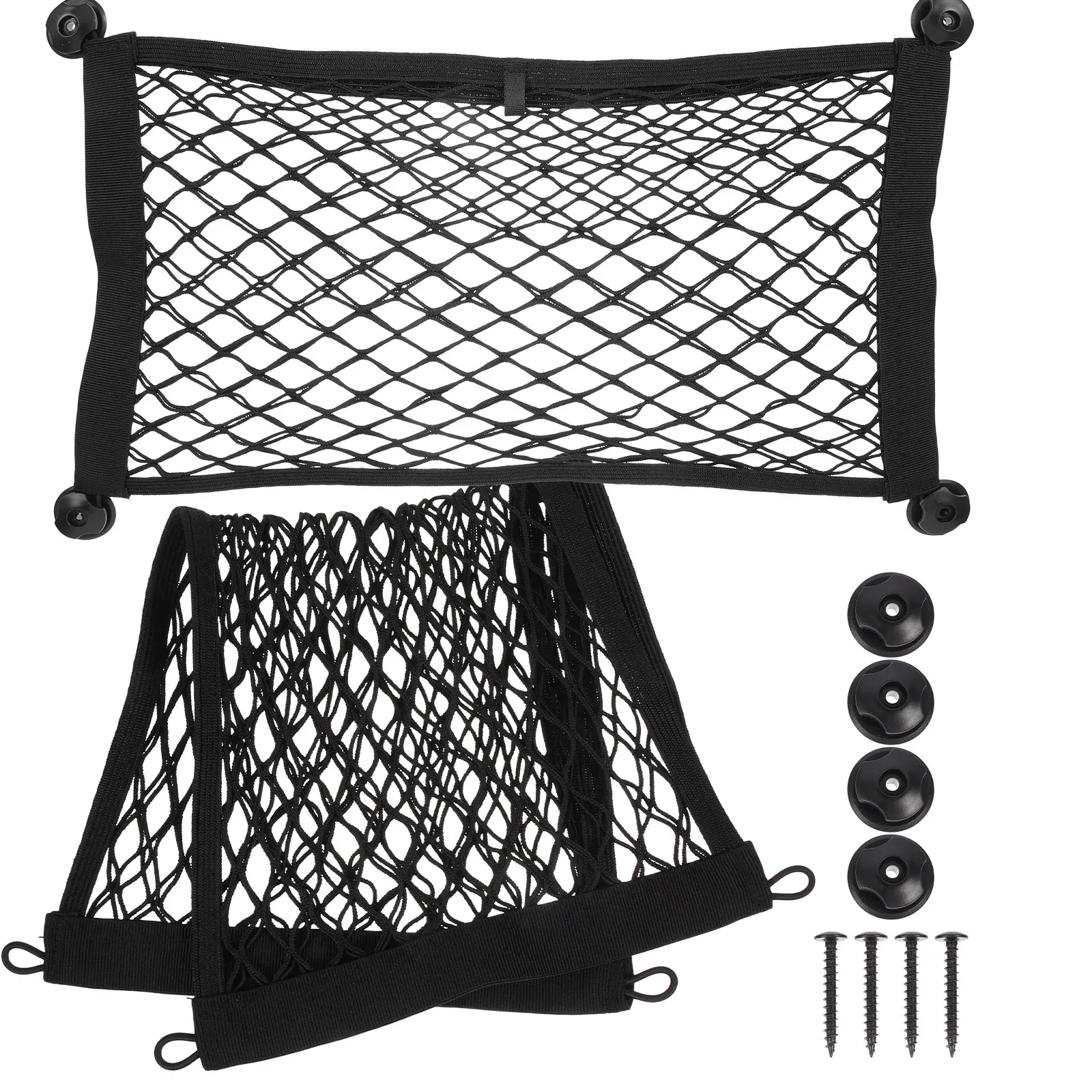 2Pcs Car Storage Net Bags Small Cargo Nets with Hooks Screws Trunk Organizer Car Ceiling Cargo Net for Suv Backseat Gear Storage